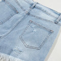 Distressed Raw Hem High Waist Denim Shorts