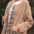 Casual Leopard Print Accent Plush Jacket with Pockets