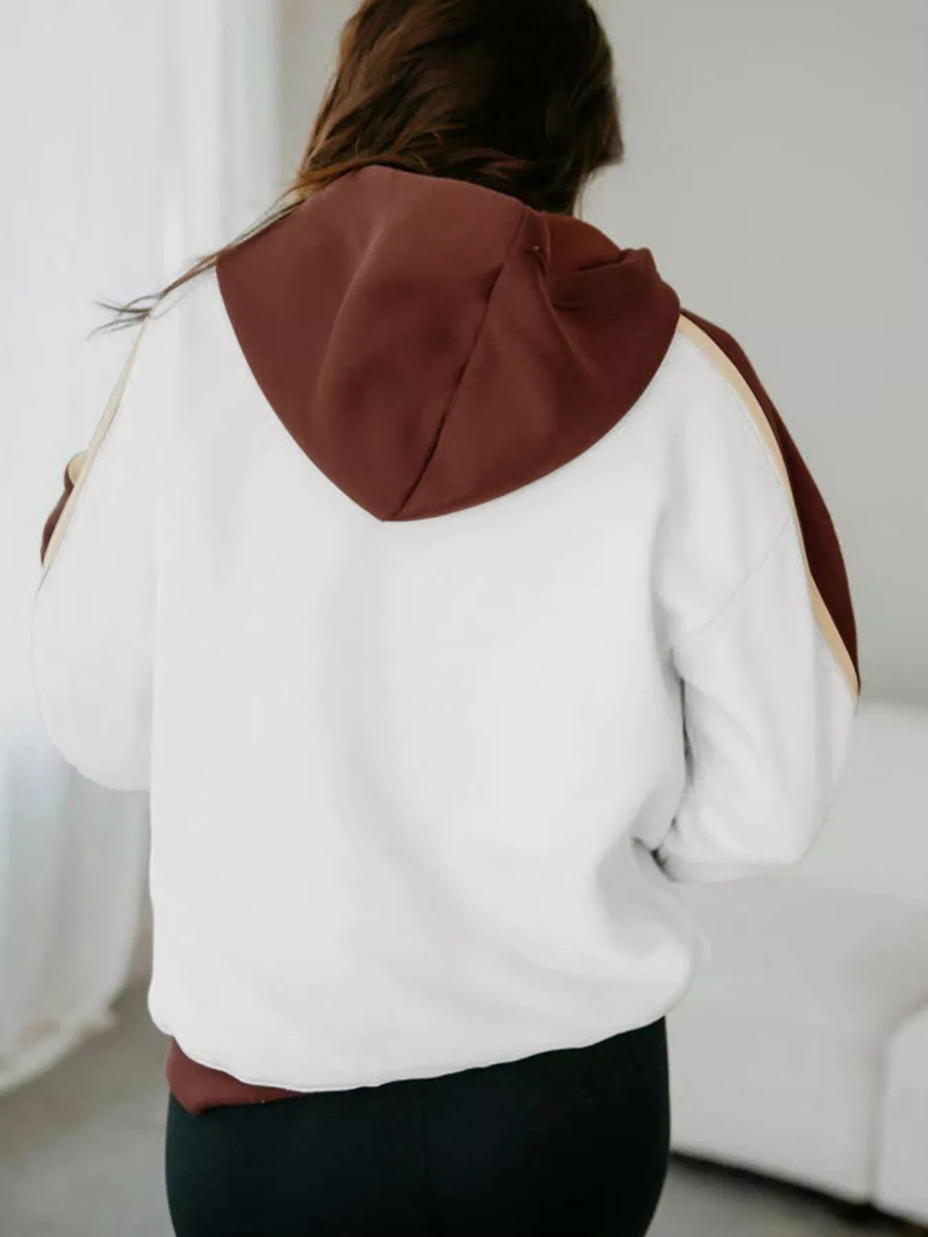 Color Block Patchwork Hooded Sweatshirt