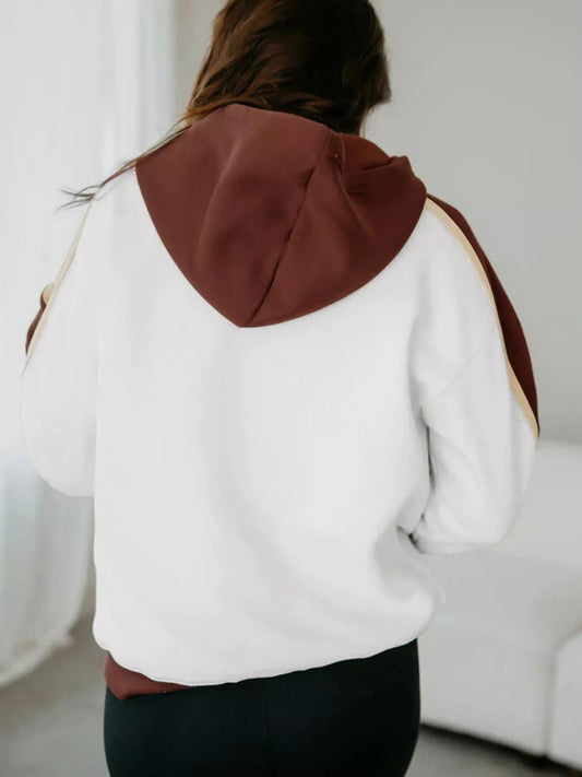 Color Block Patchwork Hooded Sweatshirt