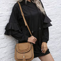 Ruffle Long Sleeve Hooded Mini Dress