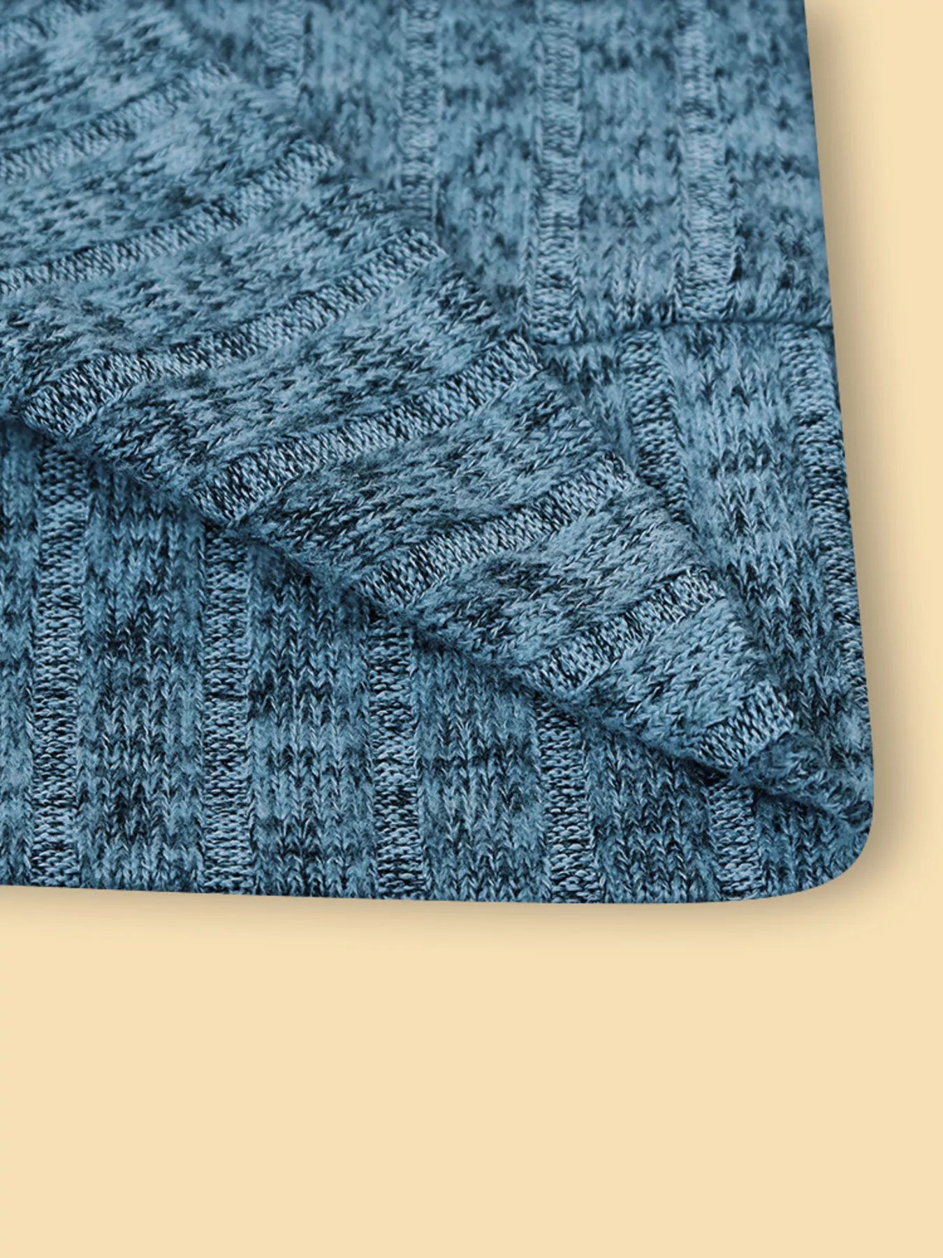 V-Neck Textured Knit Long Sleeve T-Shirt