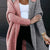 Two-Tone Open Front Knit Hooded Cardigan Dusty Pink