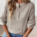 Ribbed Button Detail Long Sleeve T-Shirt