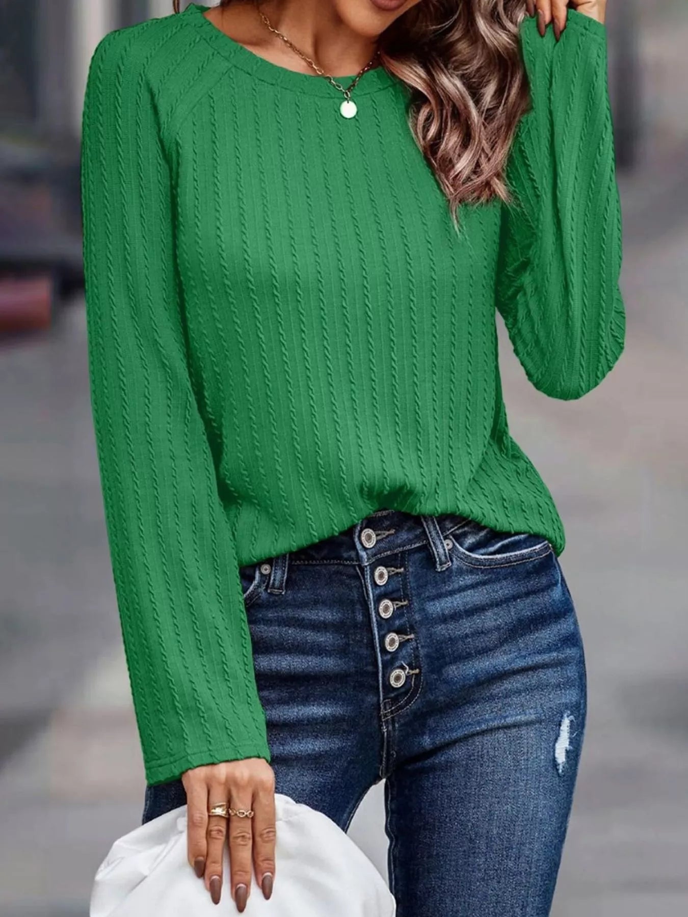 Textured Knit Long Sleeve T-Shirt