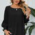 Smocked Lantern Sleeve Round Neck Blouse Black
