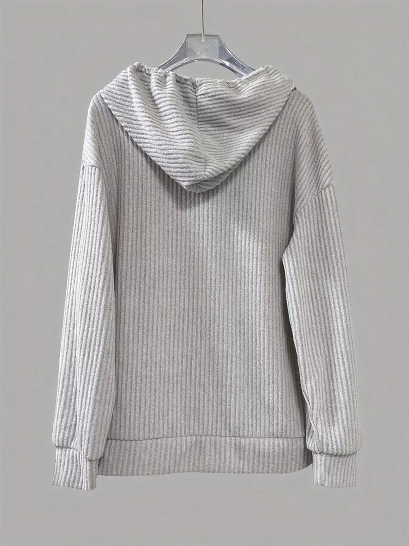 Button-Front Drawstring Hoodie