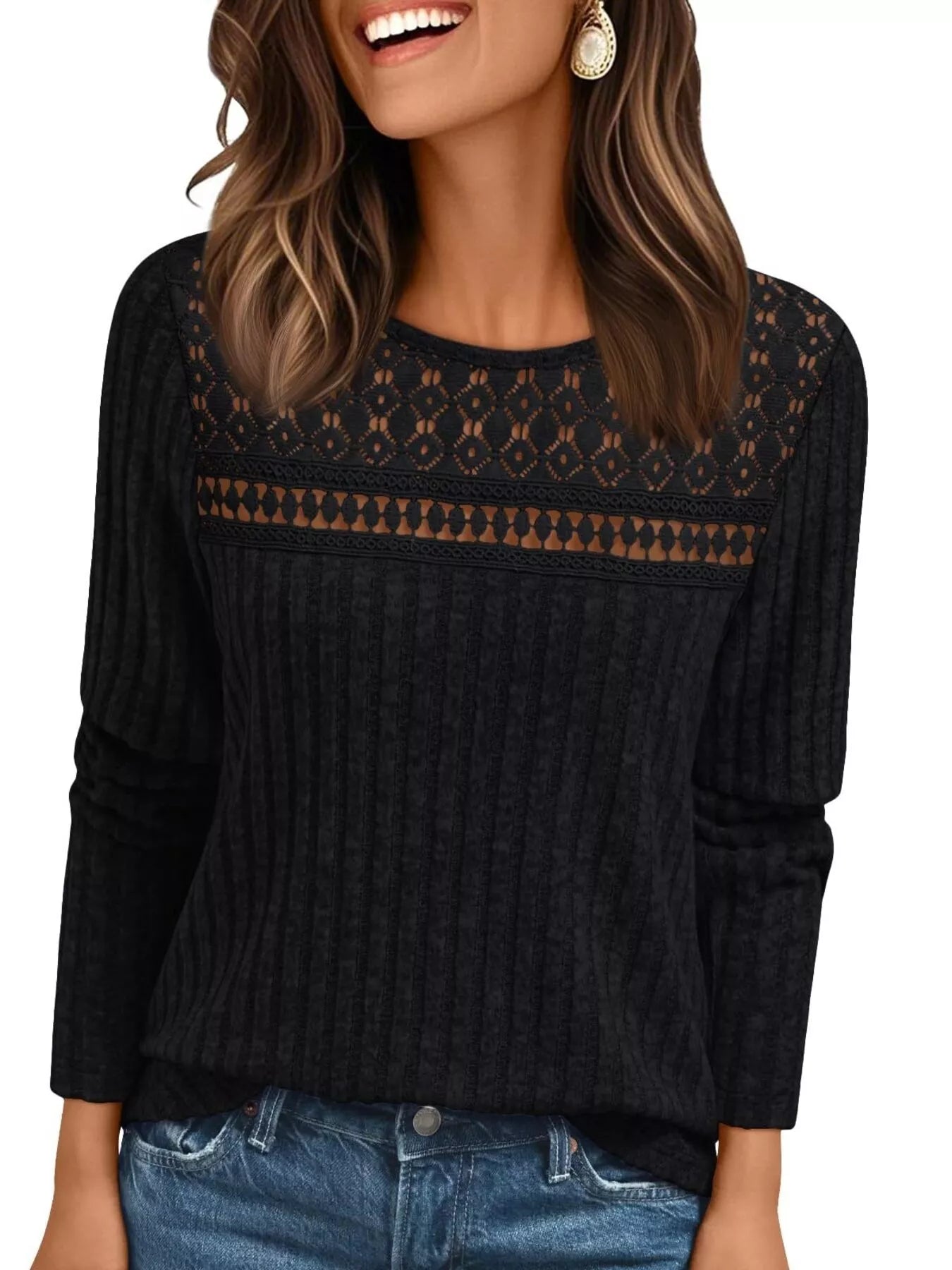 Ribbed Long Sleeve T-Shirt