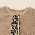 Casual Leopard Print Accent Plush Jacket with Pockets