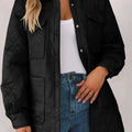 Snap Down Collared Winter Coat Black