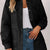 Snap Down Collared Winter Coat Black