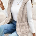 Fuzzy Hooded Vest with Pockets