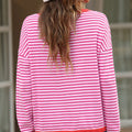 Striped Round Neck Drop Shoulder T-Shirt