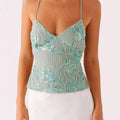 Embroidered Sequin Tie Back Cami