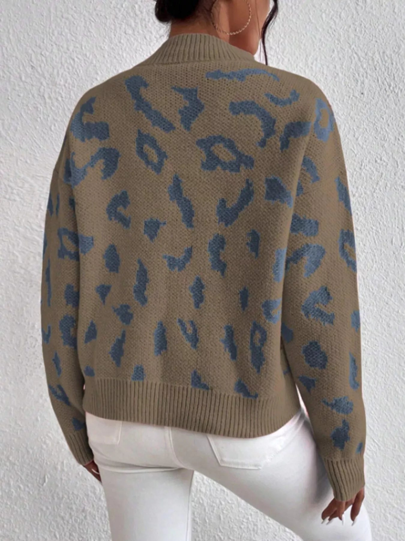 Leopard Mock Neck Sweater