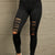 Wide Waistband Distressed Slim Fit Leggings Black