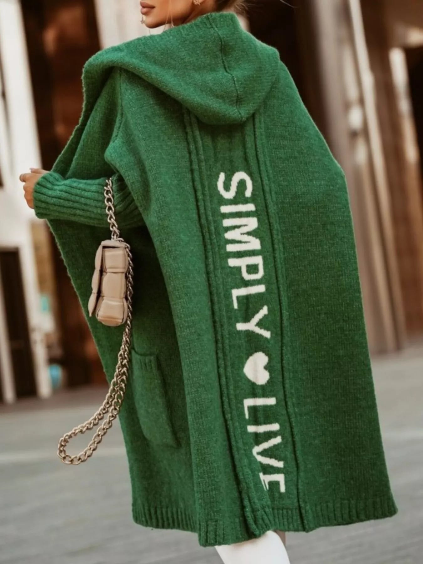 Full Size Hooded Knit Open Front Cardigan Plus Size