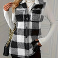Plaid Button Up Vest Coat