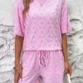 Flower Round Neck Top and Shorts Lounge Set
