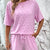 Flower Round Neck Top and Shorts Lounge Set Pink