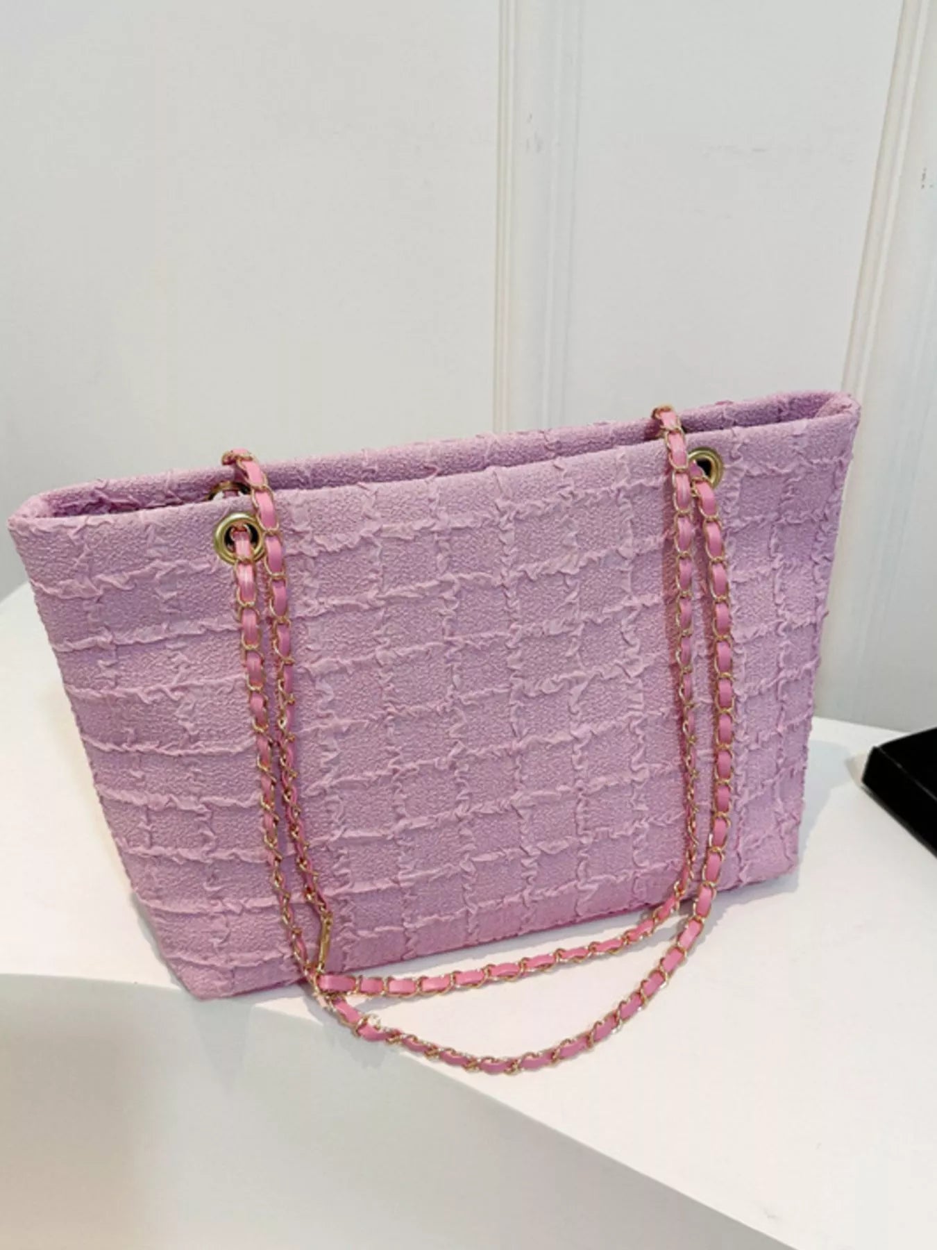 Tweed Chain Shoulder Bag Pink onesize