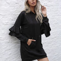 Ruffle Long Sleeve Hooded Mini Dress