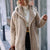 Open Front Ribbed Hooded Coat Sand