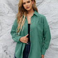 Corduroy Button-Up Shirt Peacock Green