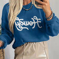 Howdy Embroidered Round Neck Sweater