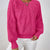 Cable Knit Long Sleeve Sweater Rose Red