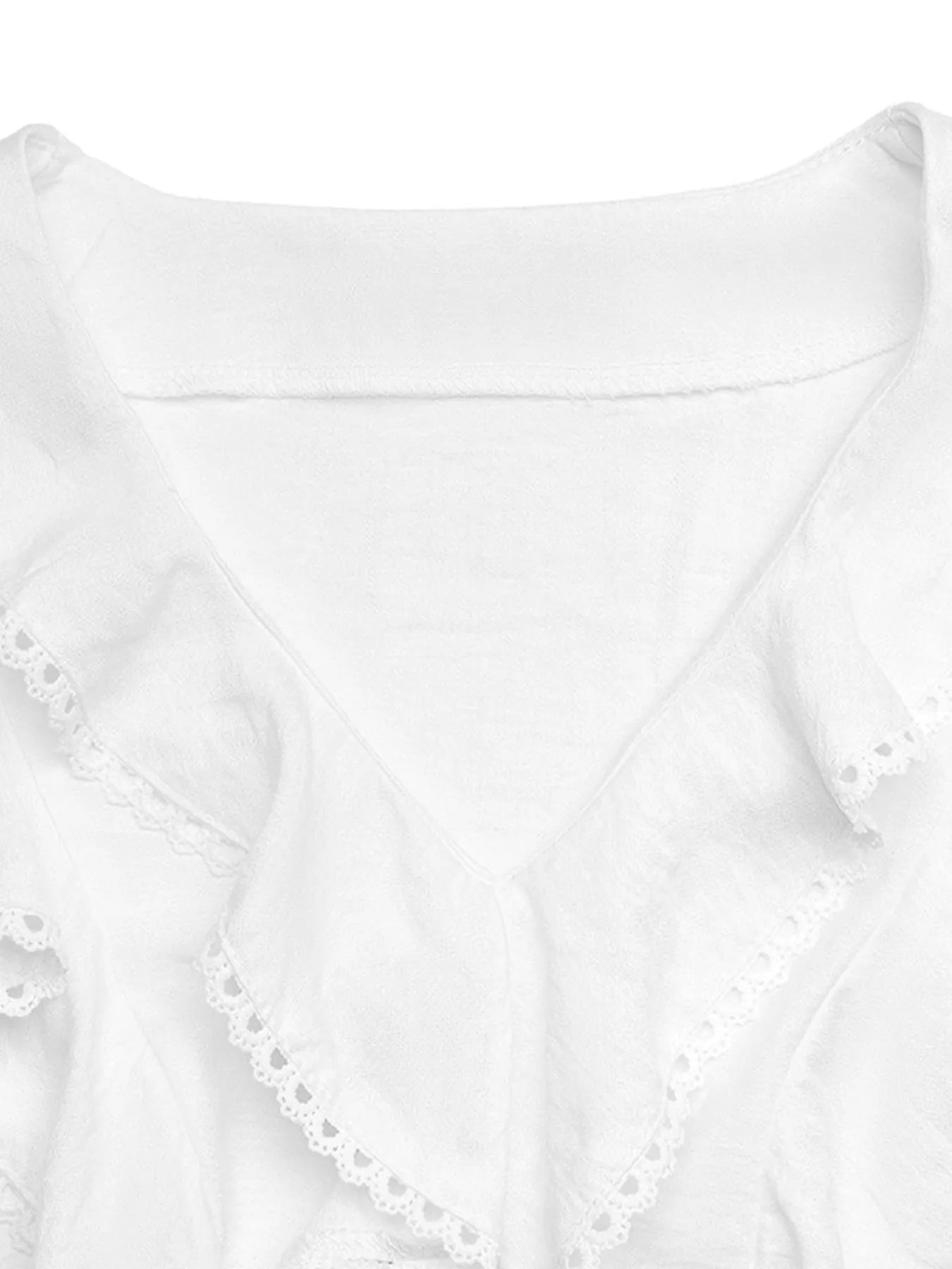 Ruffle Trim V-Neck Blouse