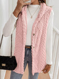 Cozy Sherpa Fleece Hooded Vest Coat Pink