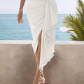 Asymmetric Tassel Wrap Skirt