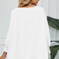 Smocked Lantern Sleeve Round Neck Blouse