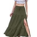 Full Size Slit Maxi Skirt Plus Size Olive