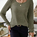 Ribbed Knit Long Sleeve T-Shirt