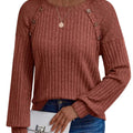 Ribbed Knit T-Shirt with Lace Shoulder Detail