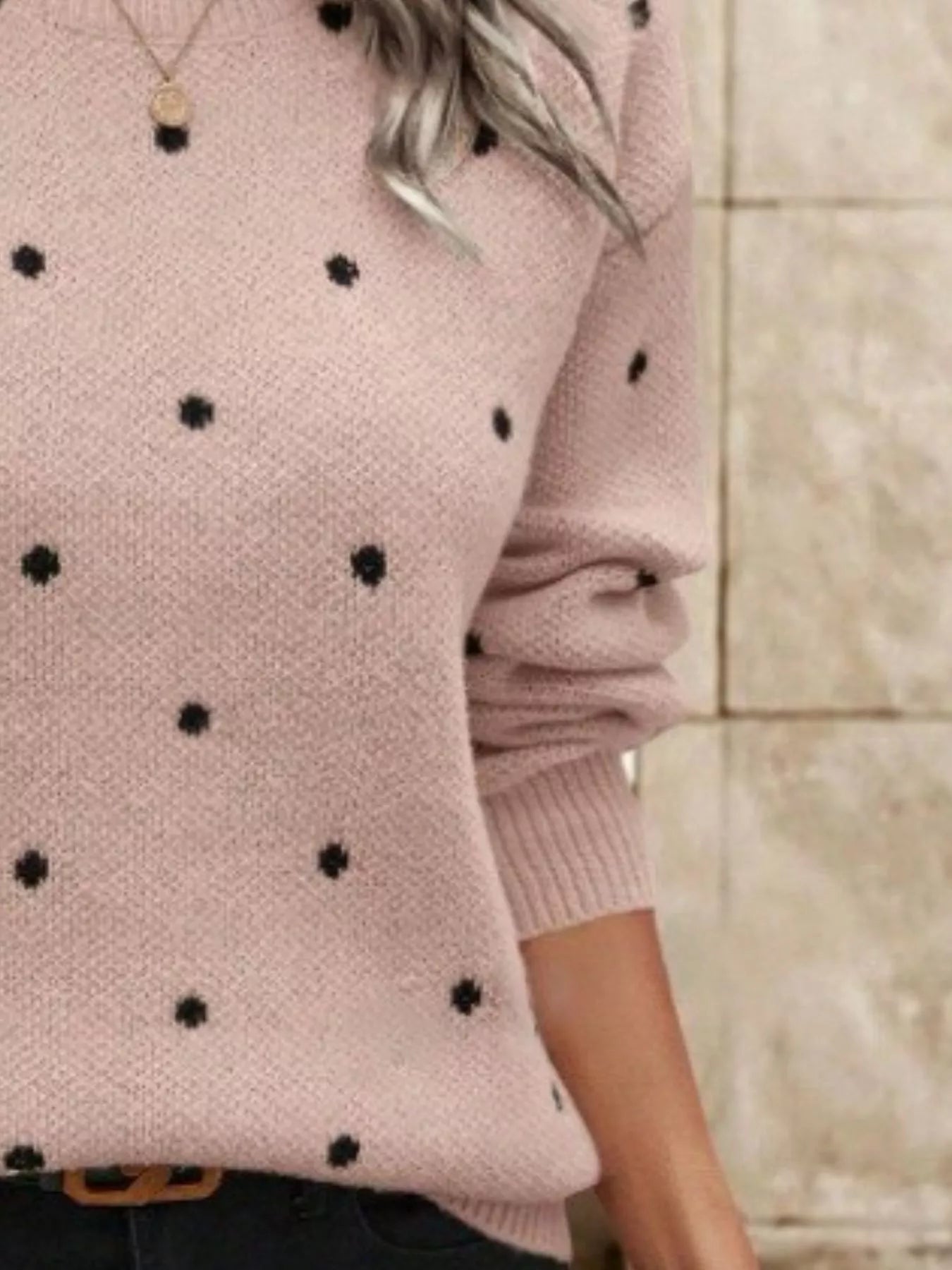Polka Dot Round Neck Sweater