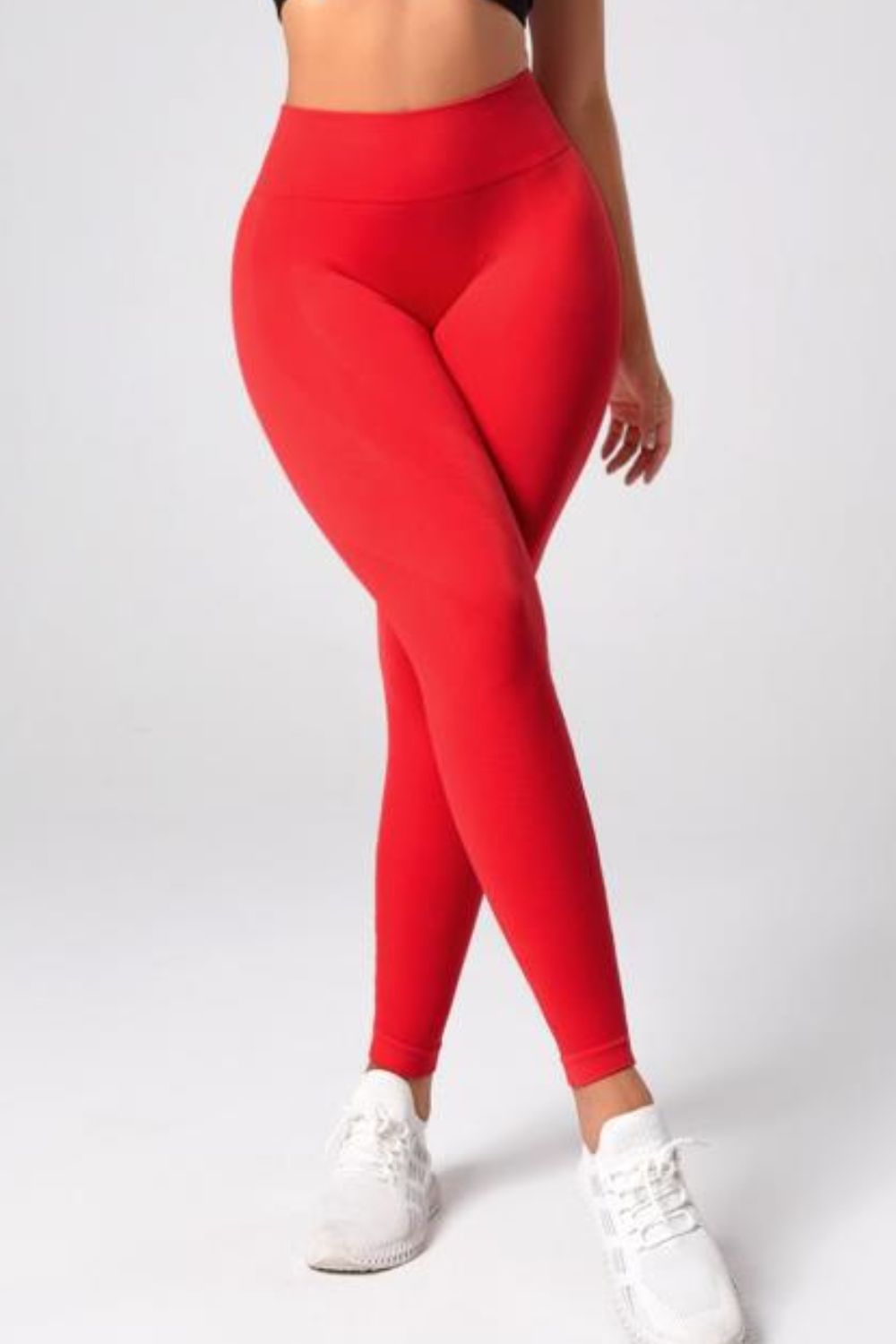 High Waistband Long Active Pants Red