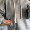 Ruffled Drawstring Long Sleeve Hoodie