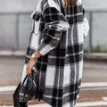 Button Down Collared Neck Plaid Flannel Shacket