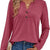 Casual Long Sleeve Button Detail T-Shirt Burgundy