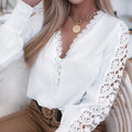 Lace Trim V-Neck Blouse
