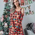 Christmas Asymmetrical Neck Long Sleeve Dress Wine