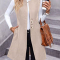 Button Up Sleeveless Longline Vest Coat
