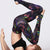 Printed Wide Waistband Active Leggings with Stirrups Black