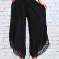 Full Size Lace Detail Wide Leg Pants Plus Size Black