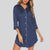 Button Up Collared Neck Night Dress with Pocket French Blue