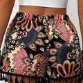 Paisley Print Tassel Hem Shorts