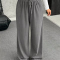 Full Size Drawstring Wide Leg Pants Plus Size
